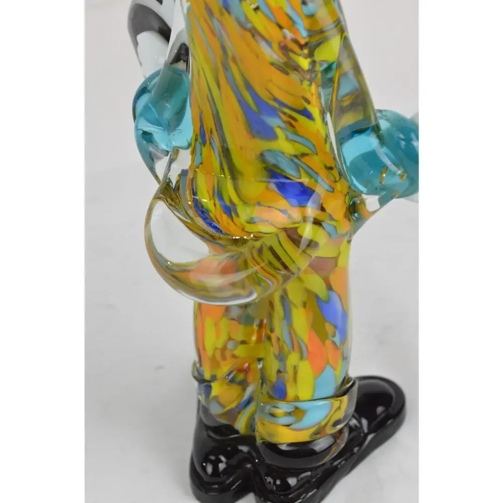 Vintage Murano Italian Hand Blown Art Glass Clown Figurine w/ Tambourine